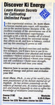  Here's the ad for a class on Ki Energy I taught many yeats ago. 